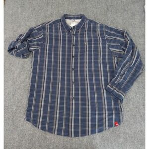 The North Face Shirt Mens XL Blue Plaid Roll Tab Sleeve Outdoor Hiking Utility